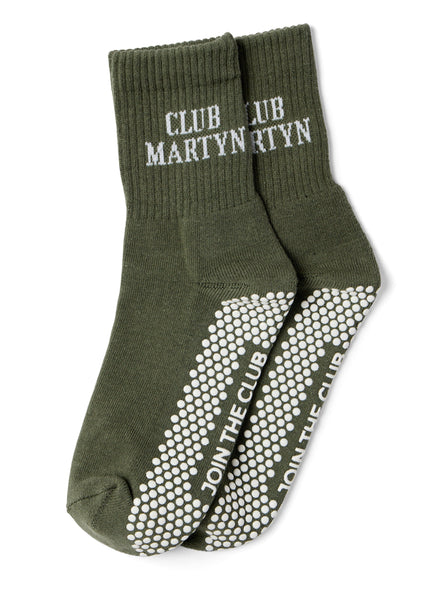 Signature Crew Grip Sock - Khaki/White