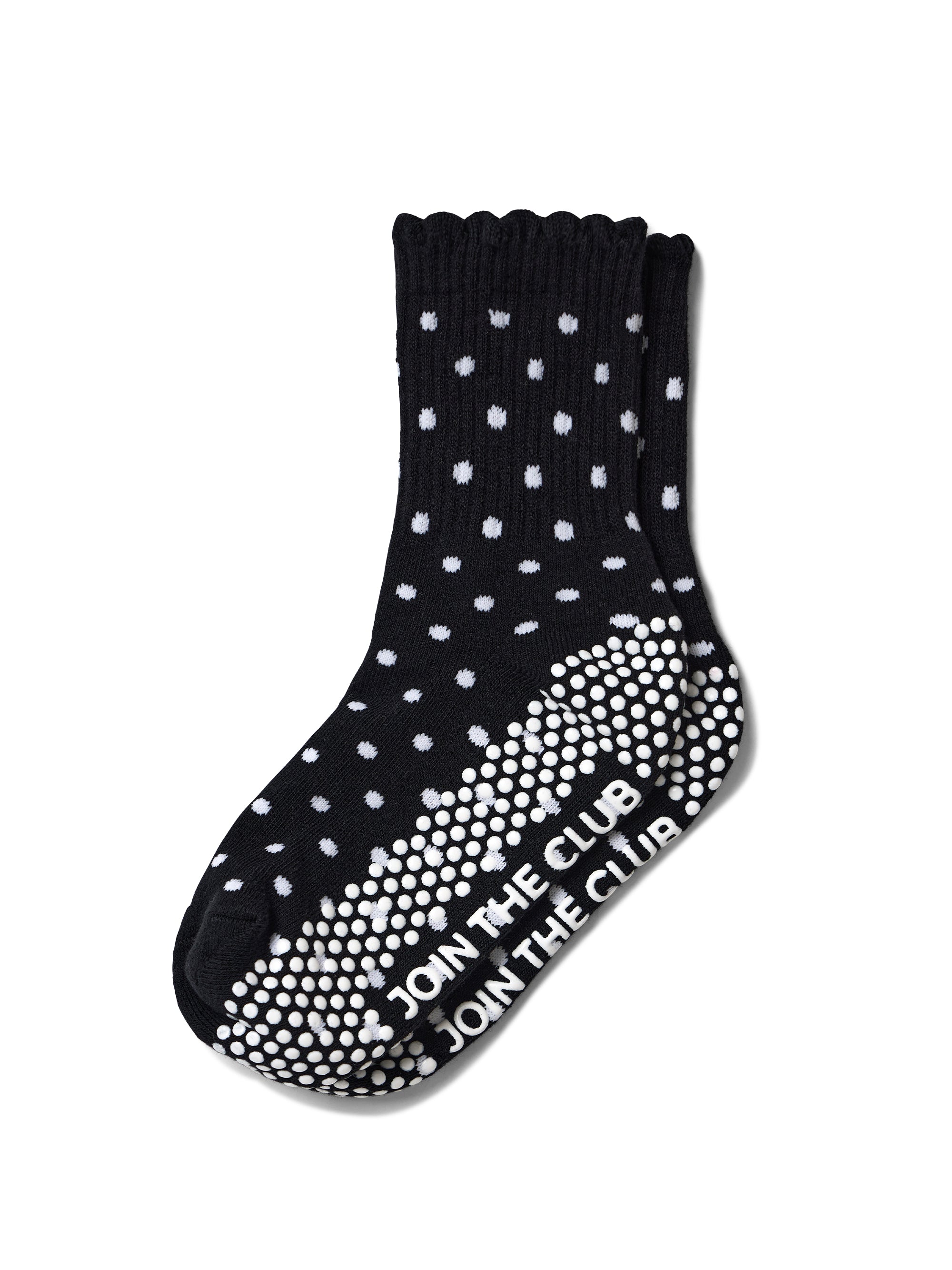 Scallop Edge Crew Grip Sock - Black Spot