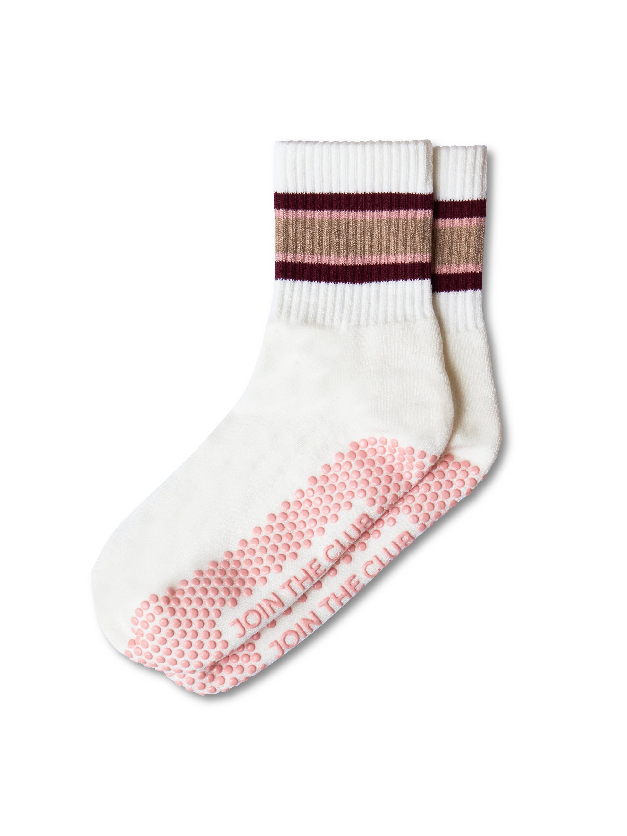 Retro Crew Grip Sock - Pink/Burgundy