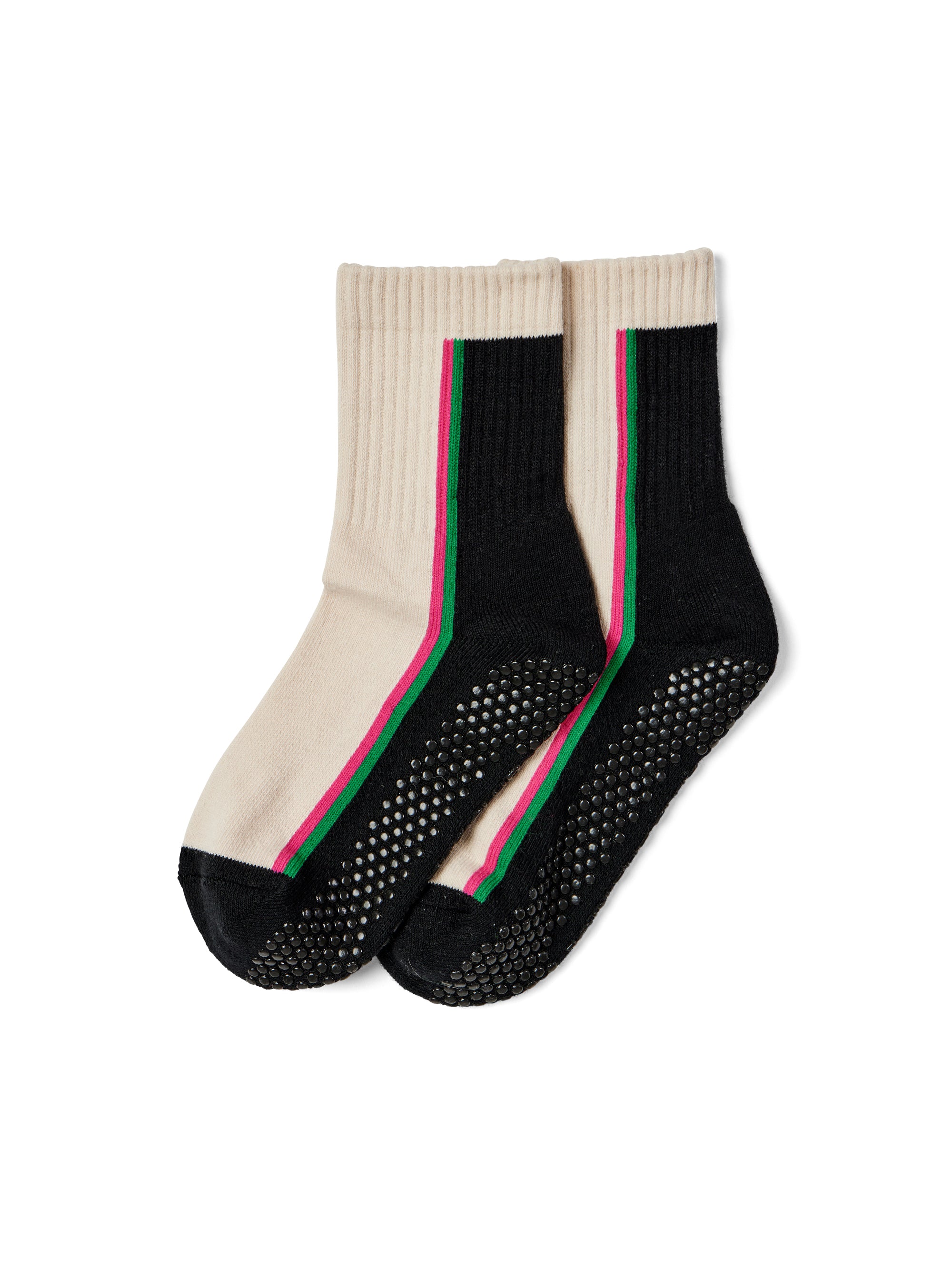 Double Stripe Crew Grip Sock - Black