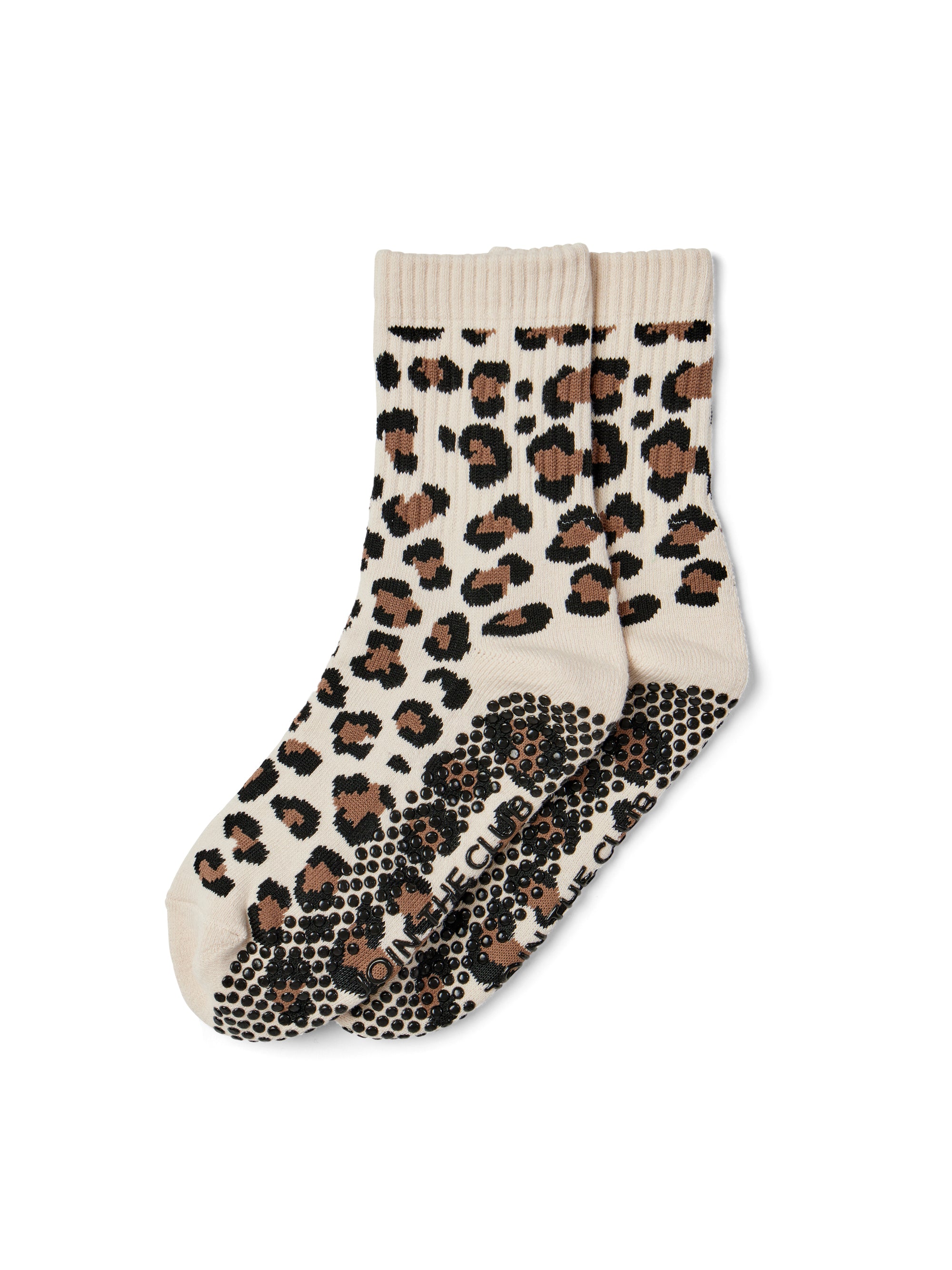 Leopard Crew Grip Sock - Beige