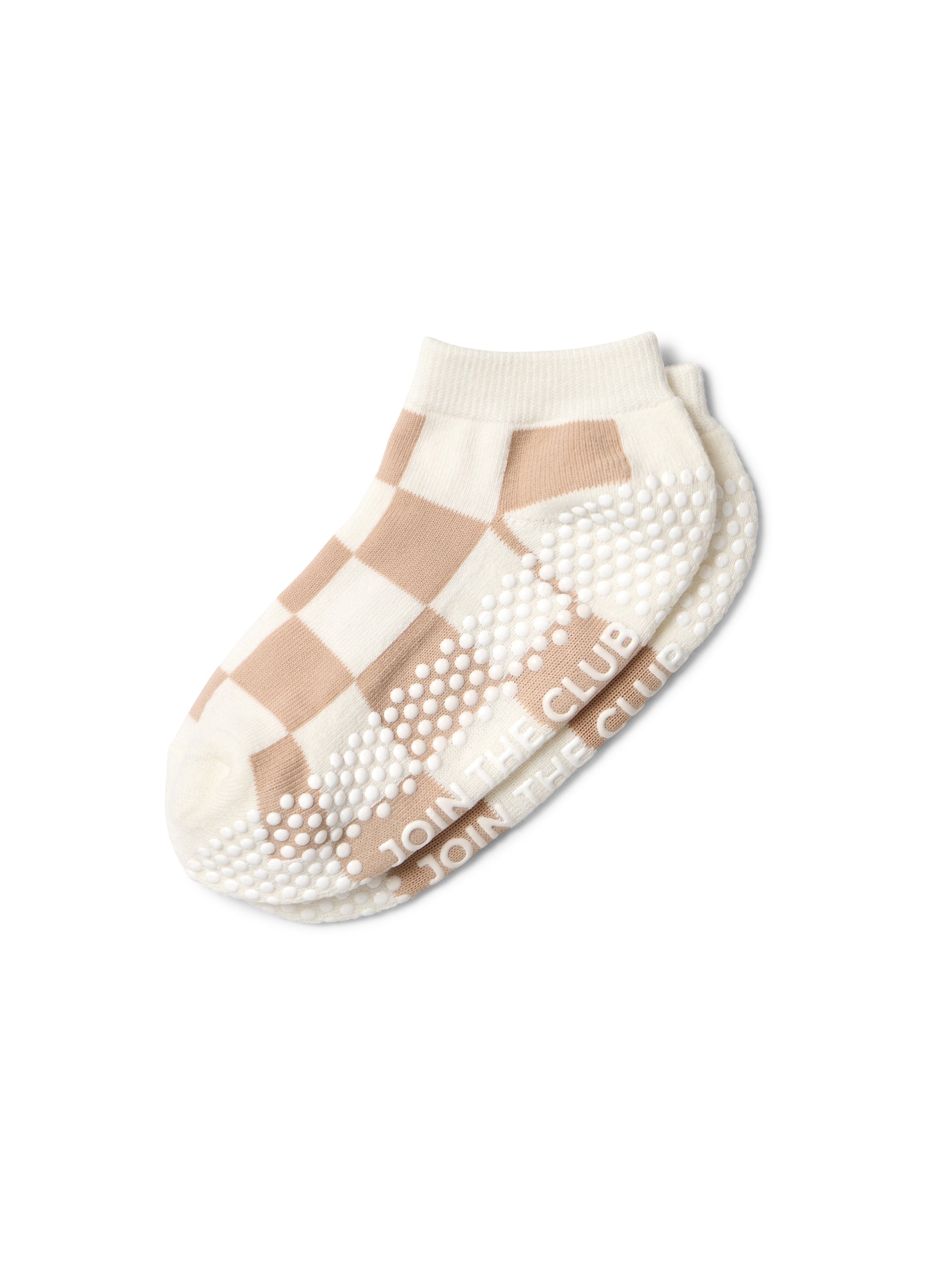 Classic Ankle Grip Sock - Beige Check