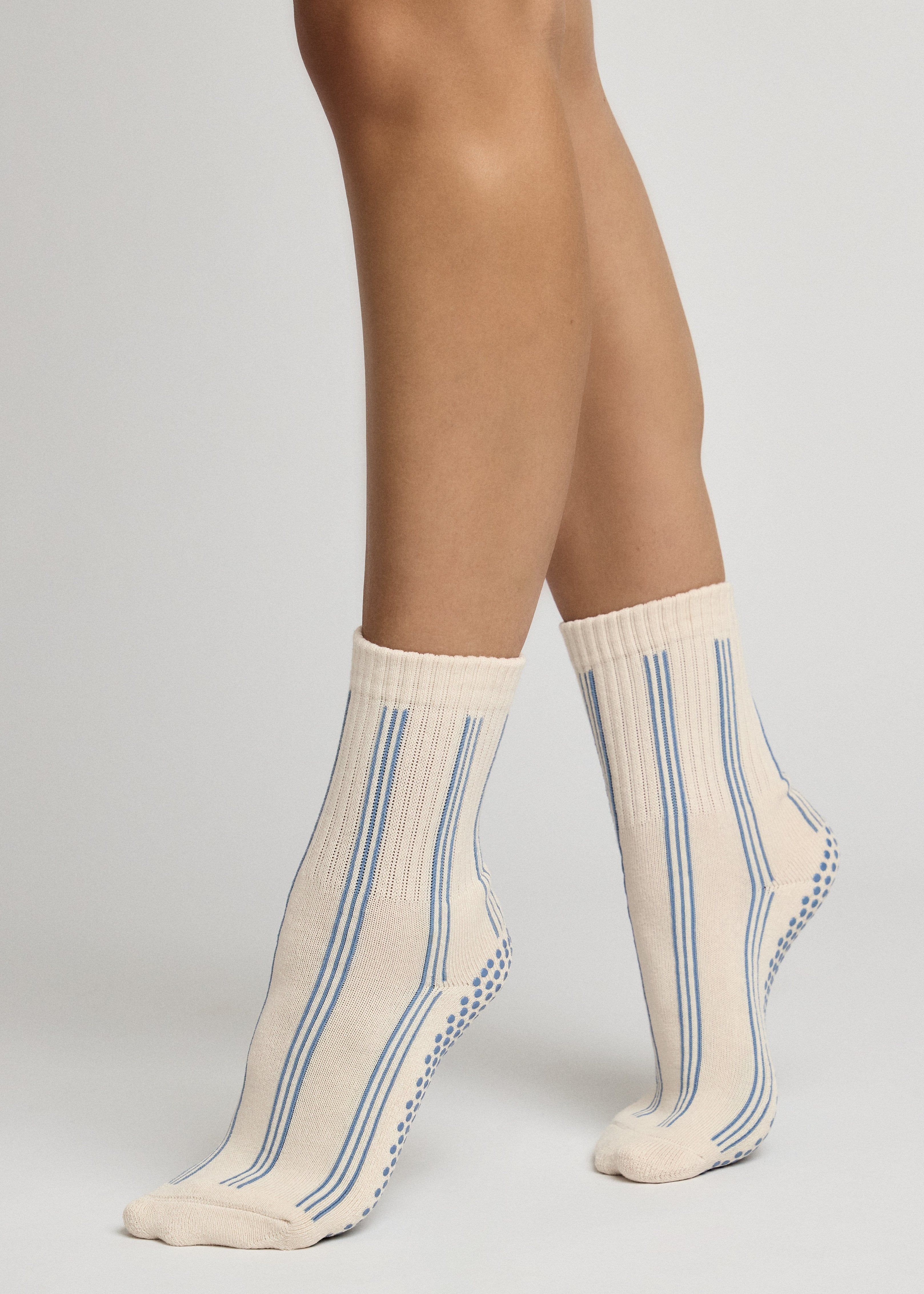 Pinstripe Crew Grip Sock - Blue