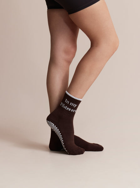 In My Pilates Era Grip Sock - Chocolate