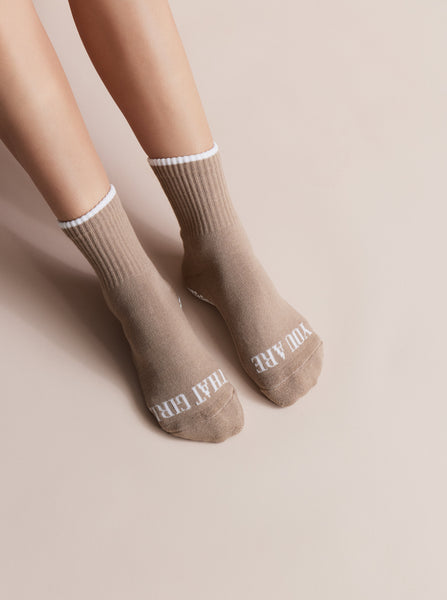 You Are That Girl Grip Sock - Beige