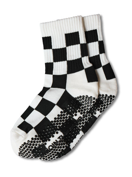 Checkered Crew Grip Sock - Black