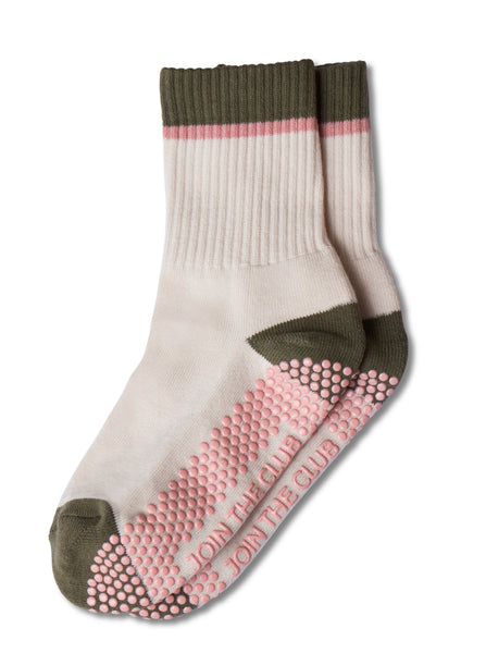 Classic Crew Grip Sock - Khaki/Pink